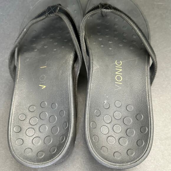 Vionic Womens size 11 High Tide Black Patent Leather Thong Sandals tvw4895 - Picture 5 of 7